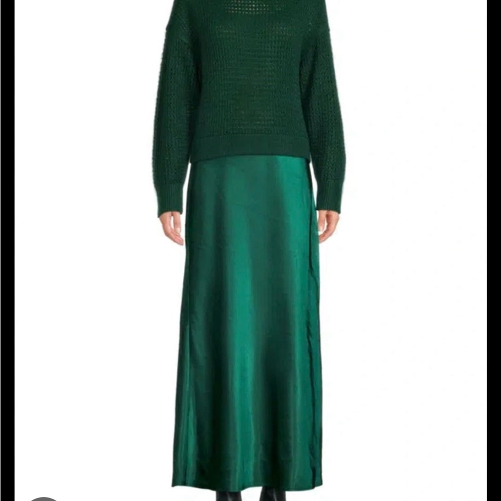 Design 365 Elegant Emerald Green Mixed Media Maxi sweater dress
